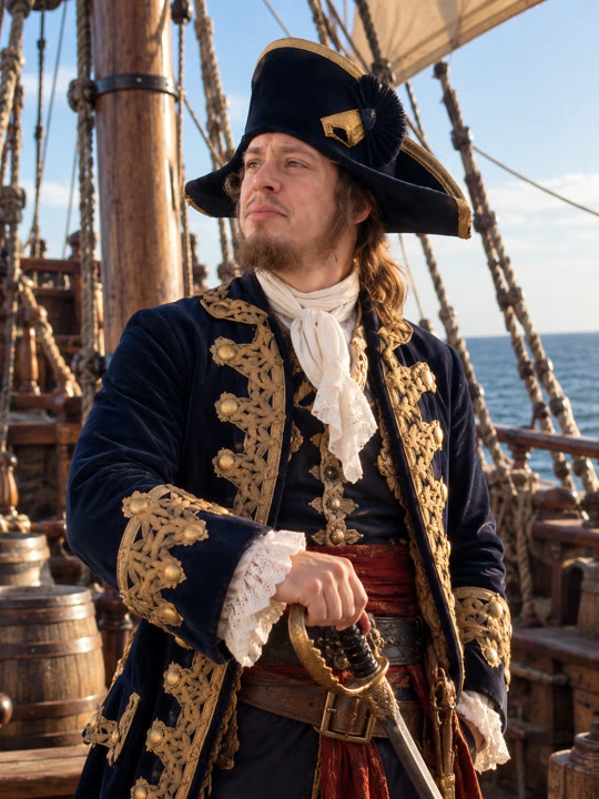 An AI-generated portrait of a naval officer in a tricorn hat